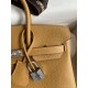 Hermes Birkin 25 Retourne Handmade Bag In Biscuit Clemence Leather