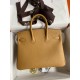 Hermes Birkin 25 Retourne Handmade Bag In Biscuit Clemence Leather