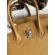 Hermes Birkin 25 Retourne Handmade Bag In Biscuit Clemence Leather