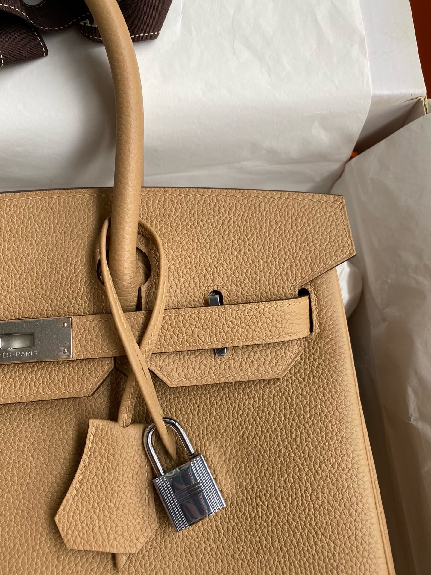 Hermes Birkin 30 Retourne Handmade Bag In Chai Clemence Leather