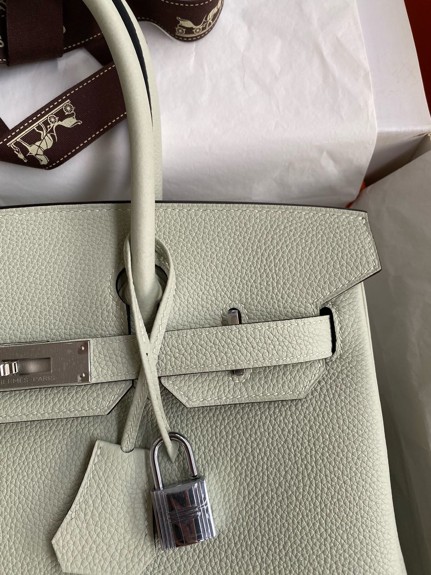 Hermes Birkin 30 Retourne Handmade Bag In Gris Neve Clemence Leather