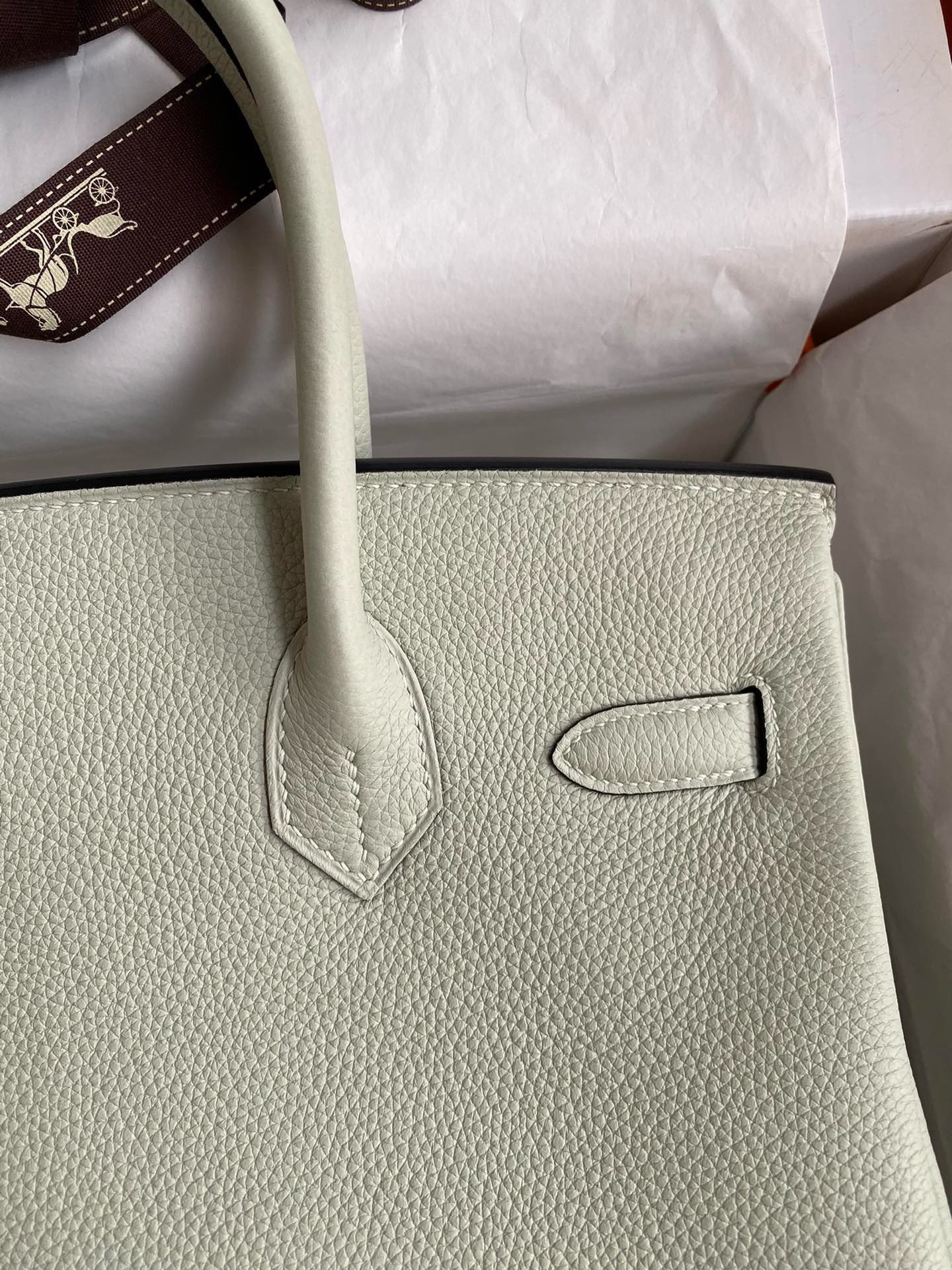 Hermes Birkin 30 Retourne Handmade Bag In Gris Neve Clemence Leather