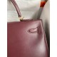 Hermes Kelly Sellier 35 Handmade Bag In Bordeaux Box Calfskin