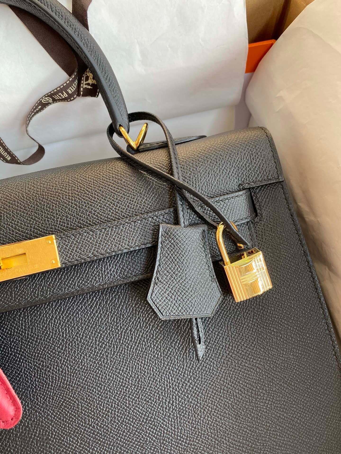 Hermes Kelly Sellier 35 Handmade Bag In Black Epsom Calfskin