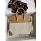 Hermes Birkin 25 Handmade Bag In Toile & Chai Epsom Leather