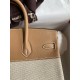 Hermes Birkin 25 Handmade Bag In Toile & Chai Epsom Leather