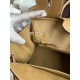 Hermes Birkin 25 Handmade Bag In Toile & Chai Epsom Leather