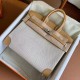 Hermes Birkin 25 Handmade Bag In Toile & Biscuit Swift Leather