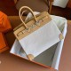 Hermes Birkin 25 Handmade Bag In Toile & Biscuit Swift Leather