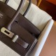 Hermes Birkin 25 Handmade Bag In Toile & Chocolat Swift Leather