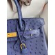 Hermes Birkin 30 Retourne Handmade Bag In Blue Iris Ostrich Leather