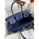 Hermes Birkin 30 Retourne Handmade Bag In Blue Iris Ostrich Leather