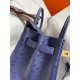 Hermes Birkin 30 Retourne Handmade Bag In Blue Iris Ostrich Leather