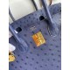 Hermes Birkin 30 Retourne Handmade Bag In Blue Iris Ostrich Leather