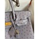 Hermes Birkin 30 Retourne Handmade Bag In Gris Agate Ostrich Leather