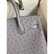 Hermes Birkin 30 Retourne Handmade Bag In Gris Agate Ostrich Leather