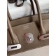 Hermes Birkin 35 Handmade Bag In Toile & Taupe Clemence Leather