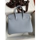 Hermes Birkin 25 Retourne Handmade Bag In Blue Lin Clemence Leather