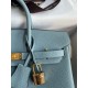 Hermes Birkin 25 Retourne Handmade Bag In Ciel Clemence Leather