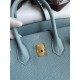 Hermes Birkin 25 Retourne Handmade Bag In Ciel Clemence Leather