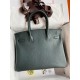 Hermes Birkin 30 Retourne Handmade Bag In Vert Cypres Chevre Mysore Leather