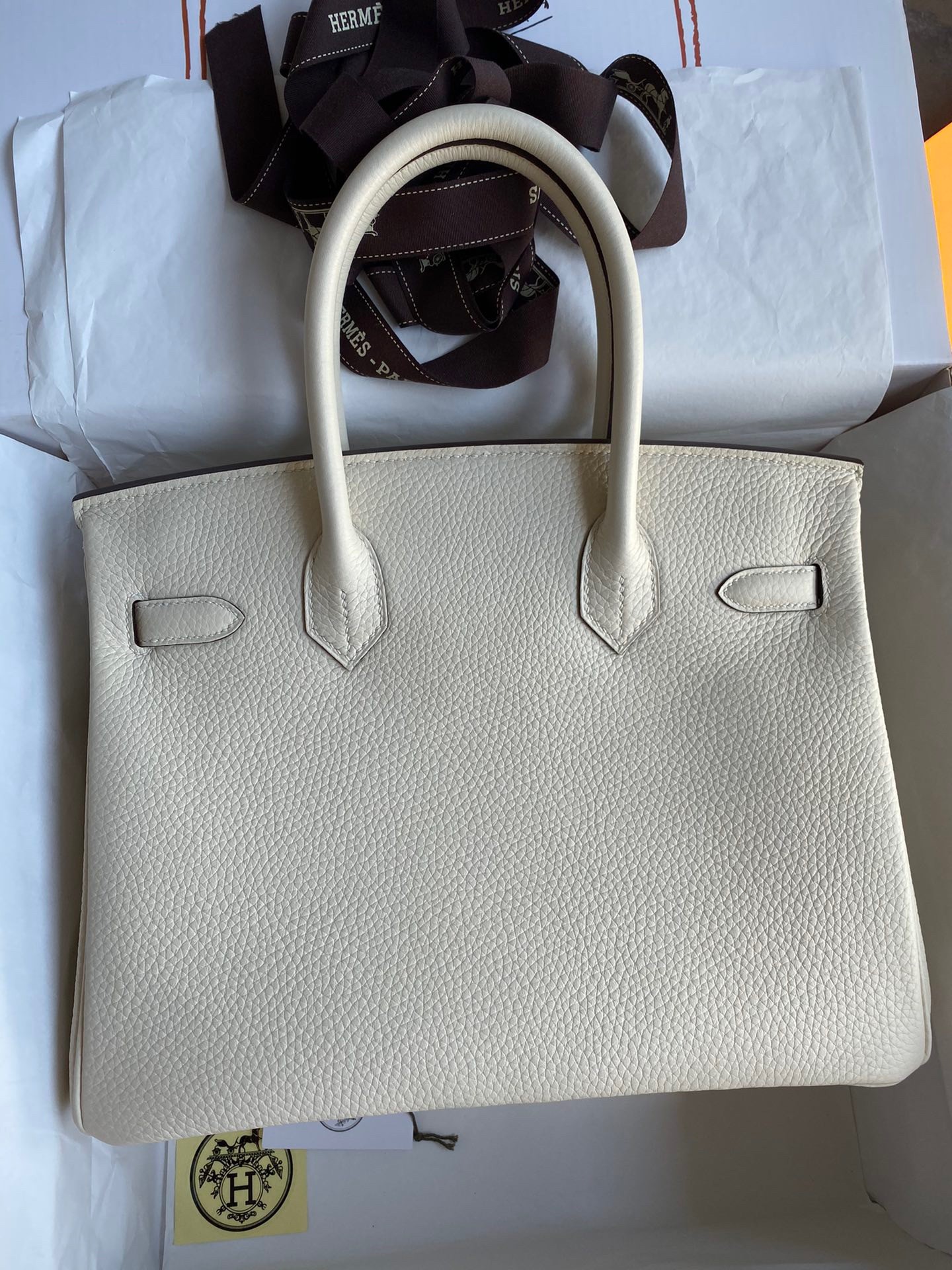 Hermes Birkin 30 Retourne Handmade Bag In Nata Clemence Leather