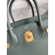 Hermes Birkin 30 Retourne Handmade Bag In Vert Amande Clemence Leather