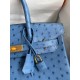 Hermes Birkin 30 Retourne Handmade Bag In Mykonos Ostrich Leather