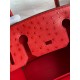 Hermes Birkin 30 Retourne Handmade Bag In Red Ostrich Leather