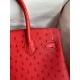 Hermes Birkin 30 Retourne Handmade Bag In Red Ostrich Leather