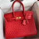 Hermes Birkin 30 Retourne Handmade Bag In Red Ostrich Leather