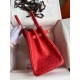 Hermes Birkin 30 Retourne Handmade Bag In Red Ostrich Leather