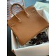 Hermes Birkin 25 Retourne Handmade Bag in Gold Togo Leather