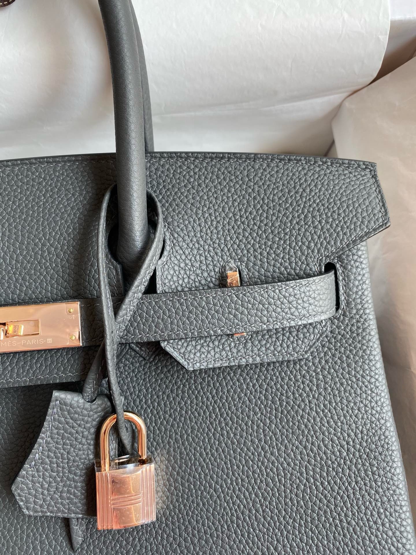 Hermes Birkin 30 Retourne Handmade Bag In Ardoise Clemence Leather