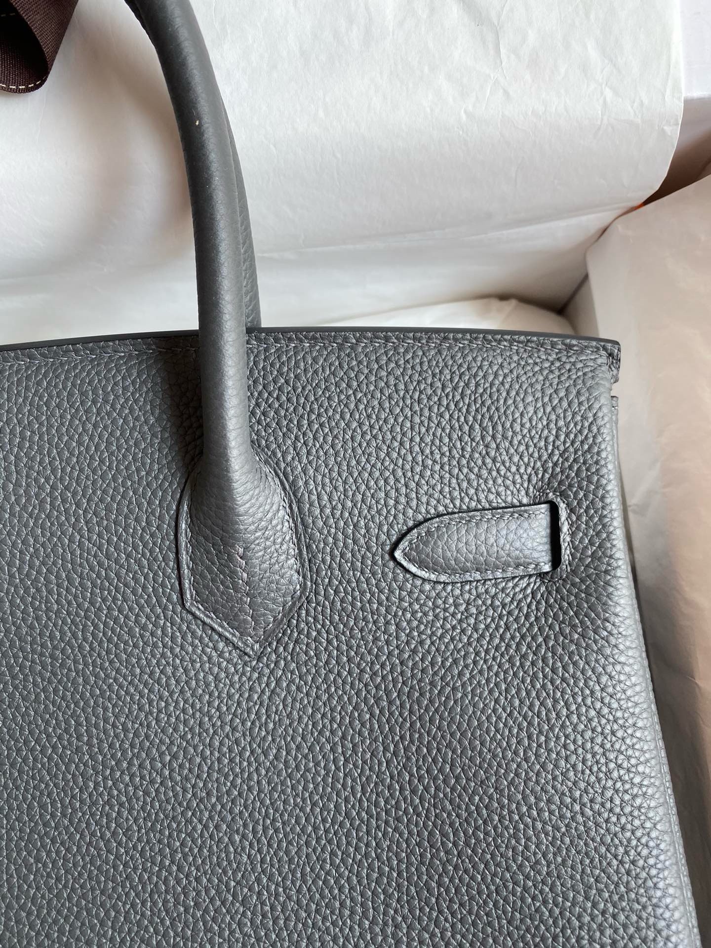 Hermes Birkin 30 Retourne Handmade Bag In Ardoise Clemence Leather