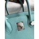 Hermes Birkin 30 Retourne Handmade Bag In Blue Atoll Clemence Leather