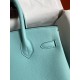 Hermes Birkin 30 Retourne Handmade Bag In Blue Atoll Clemence Leather