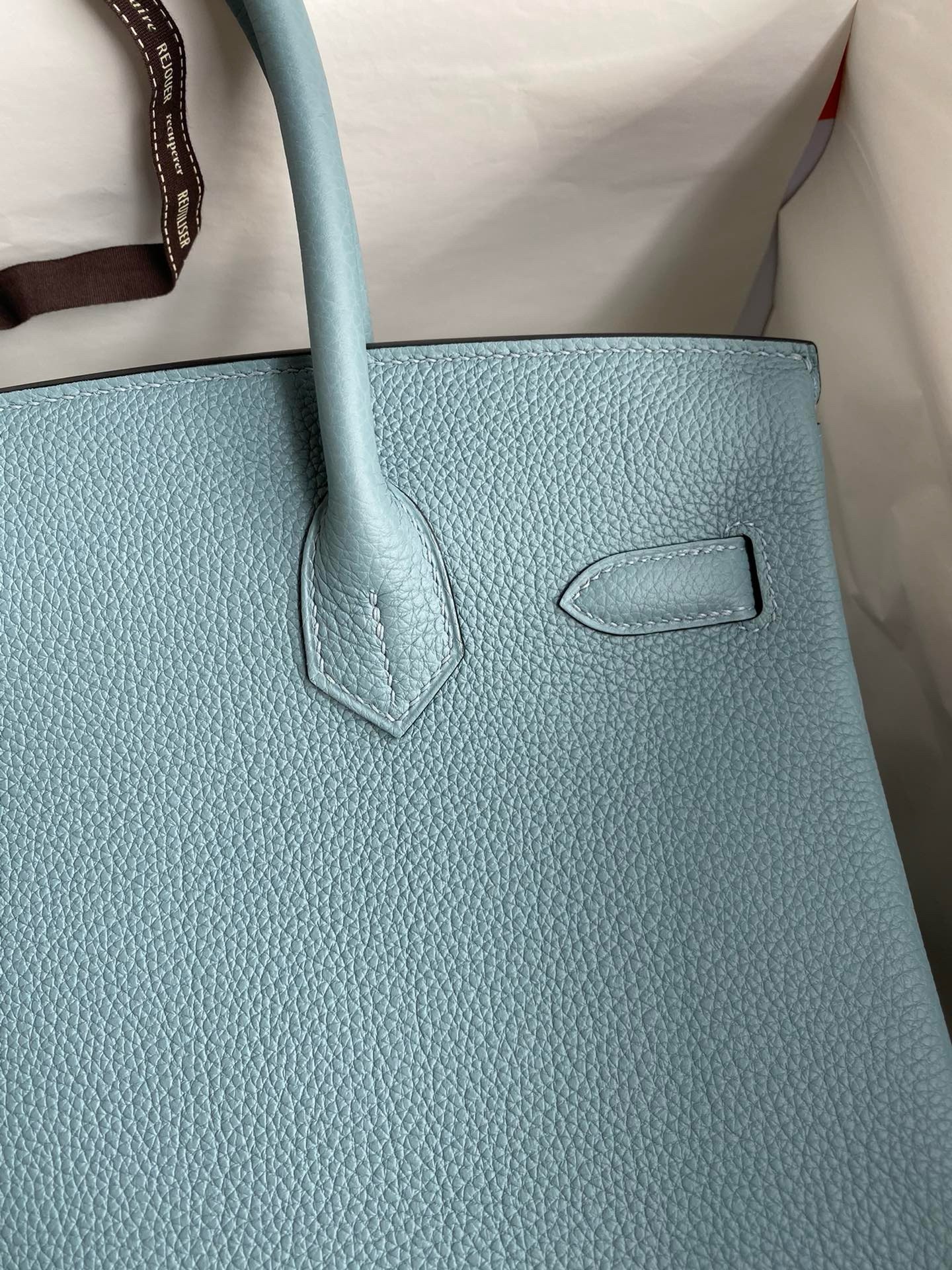 Hermes Birkin 30 Retourne Handmade Bag In Ciel Clemence Leather