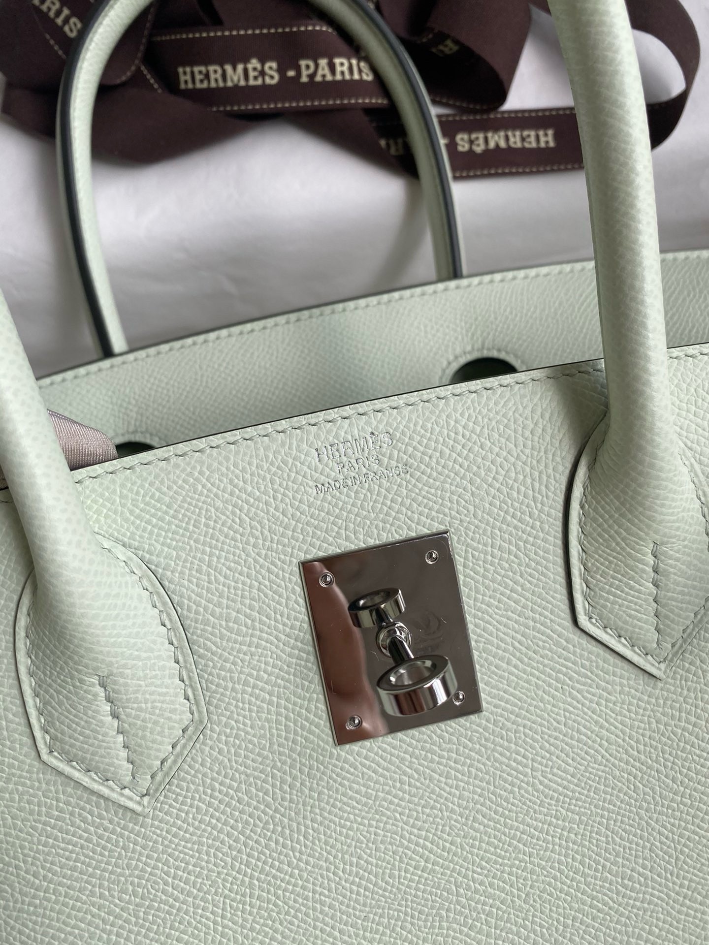 Hermes Birkin 30 Retourne Handmade Bag In Vert Fizz Epsom Calfskin