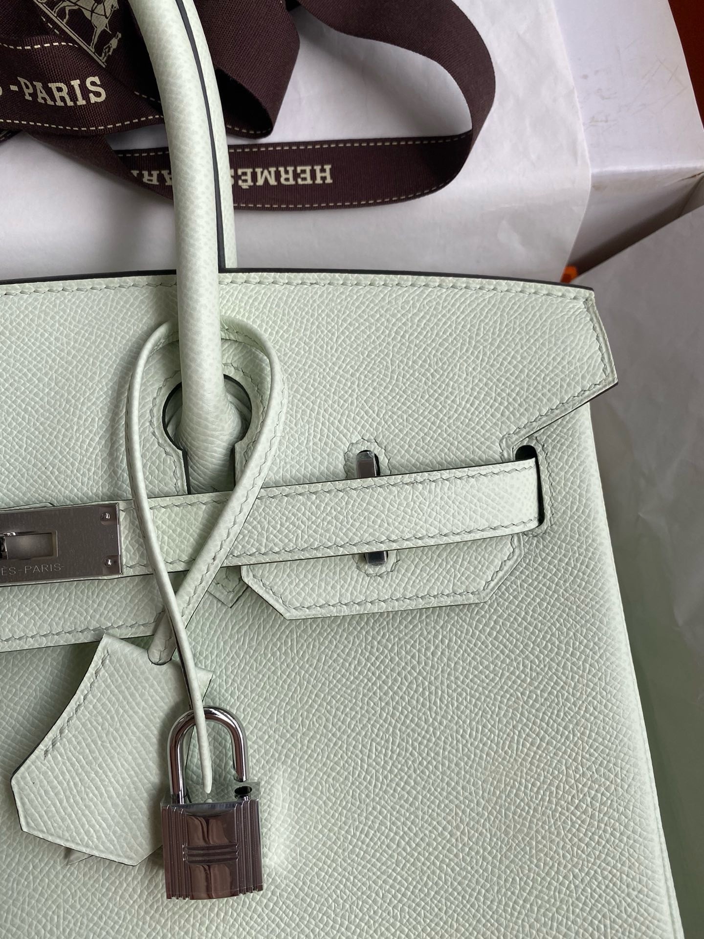 Hermes Birkin 30 Retourne Handmade Bag In Vert Fizz Epsom Calfskin