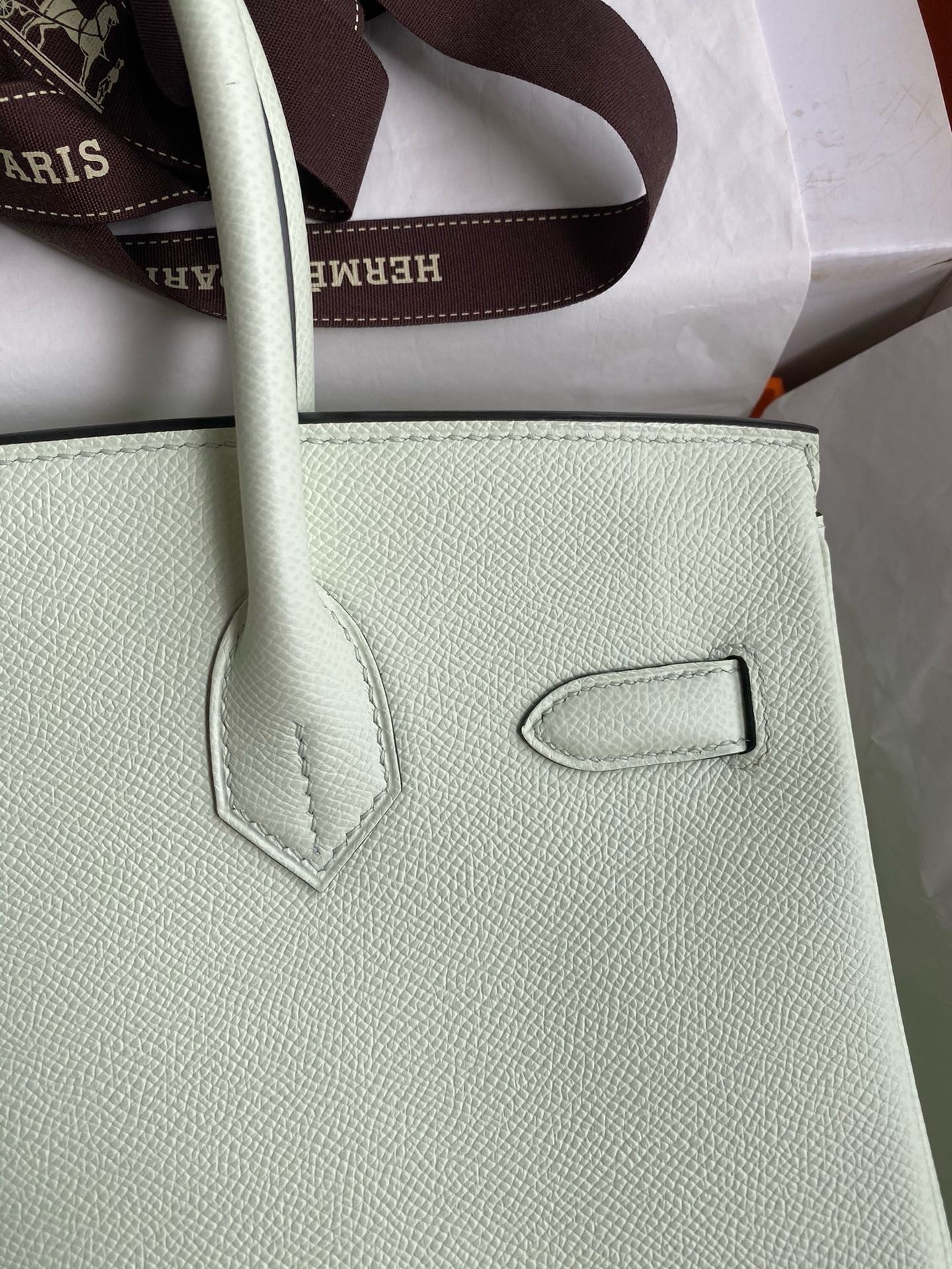 Hermes Birkin 30 Retourne Handmade Bag In Vert Fizz Epsom Calfskin