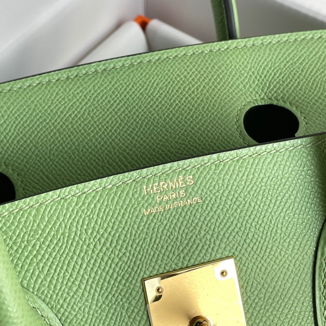 Hermes Birkin 30 Sellier Handmade Bag In Vert Criquet Epsom Calfskin