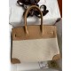 Hermes Birkin 30 Handmade Bag In Toile & Chai Epsom Leather