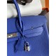 Hermes Birkin 35 Retourne Handmade Bag In Blue Electric Clemence Leather