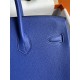 Hermes Birkin 35 Retourne Handmade Bag In Blue Electric Clemence Leather