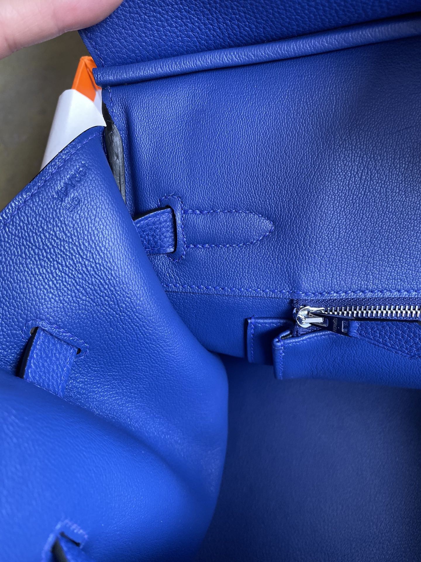 Hermes Birkin 35 Retourne Handmade Bag In Blue Electric Clemence Leather