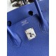 Hermes Birkin 35 Retourne Handmade Bag In Blue Electric Clemence Leather