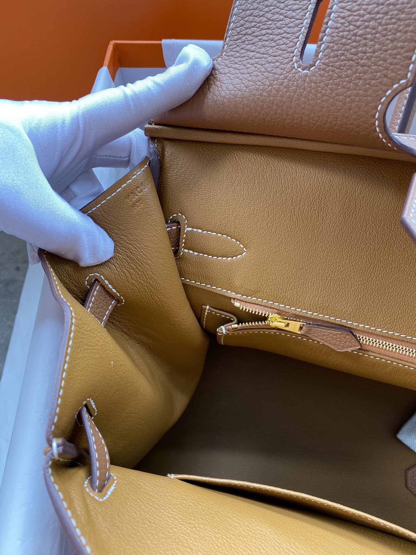 Hermes Birkin 35 Retourne Handmade Bag In Gold Clemence Leather