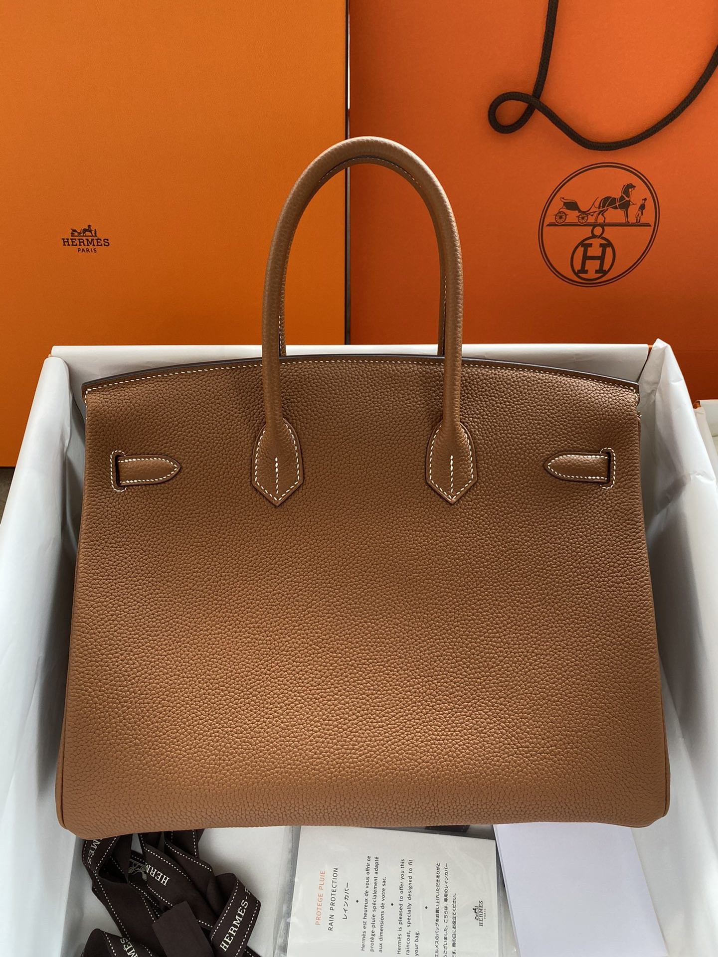 Hermes Birkin 35 Retourne Handmade Bag In Gold Clemence Leather