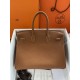 Hermes Birkin 35 Retourne Handmade Bag In Gold Clemence Leather